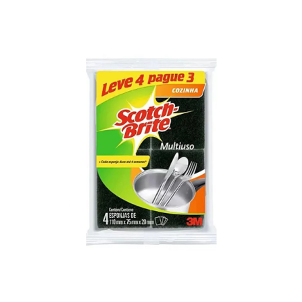 Esponja Dupla Face 110x75x20 C/4 Scotch Brite 3M