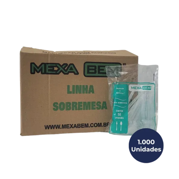 Garfo Descartável de Sobremesa CX1000 Cristal Mexabem