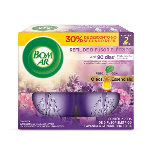 Difusor 16ml Refil C/2 Unidades Lavanda Bom Ar